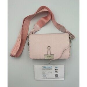 Off-White Pale Pink Binder Clip Leather Crossbody Bag Women's Modern Streetwear